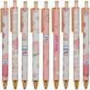 Maydahui かわいい ピンク 桃 ノック式 ボールペン 0.5mm 黒インク 12本セット おしゃれ フルーツ ジェルボールペン 可愛い 文房具 筆記用 ...