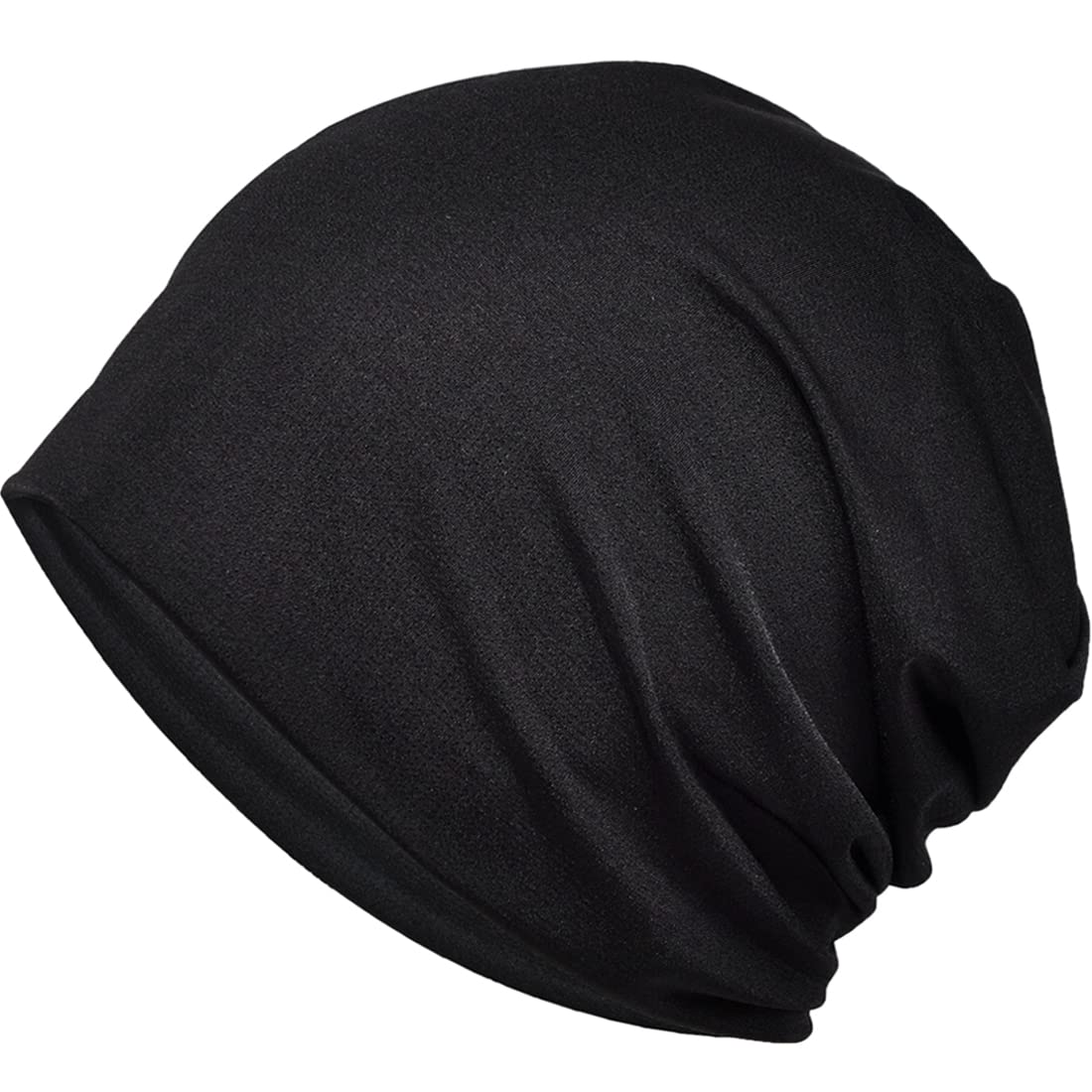 【送料無料】[Bafup] ニット帽 メンズ 夏【ひんやりとして冷たい感じ・冷感素材・優しい肌触り・吸汗速乾】夏用 帽ニット帽子 ケア帽 ニットキャップ ビーニー 薄手 通気性 蒸れない 大きい 肌に優しい ストレッチ性 柔らかい 男女兼用 (ブラック, メッシュタイプ)