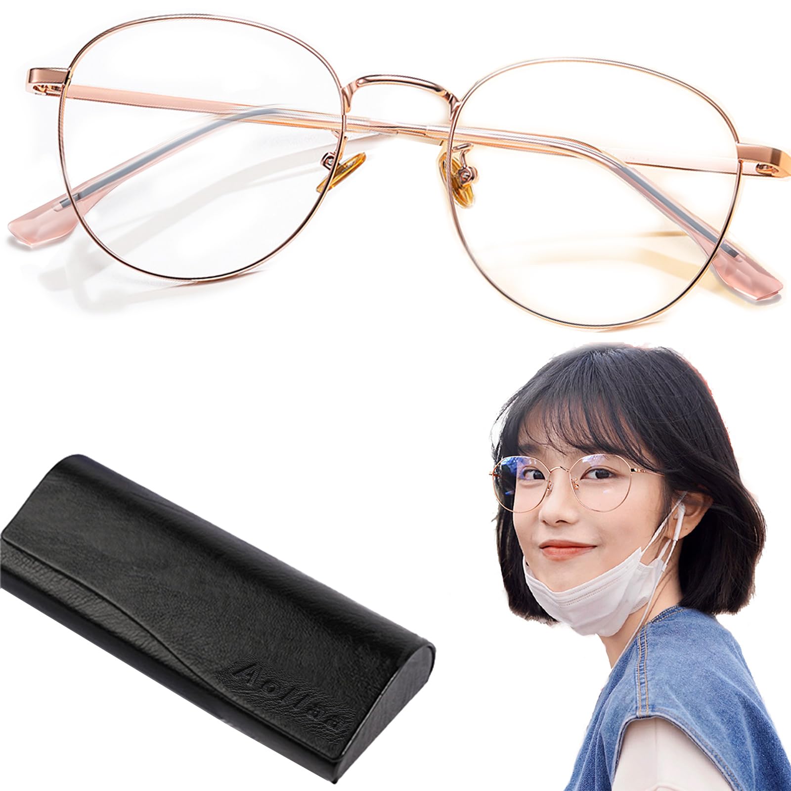 [Aollaa] 【人気2024年トレンド】伊達メガネ レディース ブルーライトカット眼鏡 度なし【TR90超軽量・快適な鼻パッド・紫外線カット】UVカットメガネ おしゃれだてめがね 丸眼鏡 透明レンズ ファッション眼鏡 パソコン用PCメガネ 花粉症 メガネ 女性 学生 子供 母の日プ