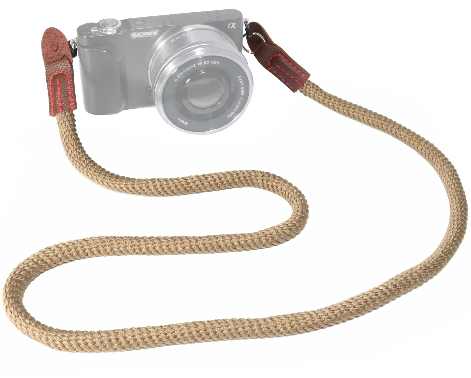 【送料無料】丸ひも タイプ カメラ ネックストラップ ソフト コットン 肩ひも 金属リング/リングカバー付き ストラップ ショルダーストラップ 一眼レフ/ミラーレス/コンパクトカメラ (TAN)