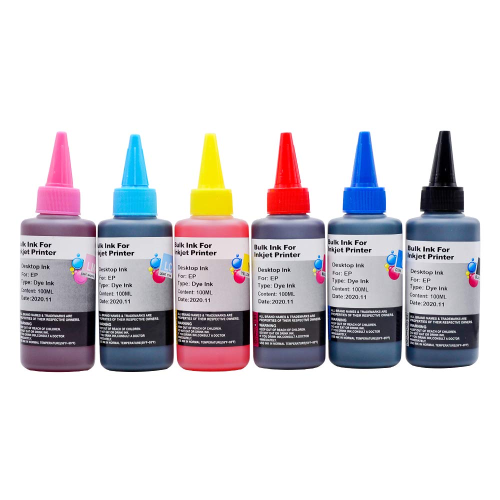 エプソン EPSON 全機種対応 100ML容量 詰め替えインク 染料6色セット（染料BK/C/M/Y/LC/LM） 互換ユニバーサルインク