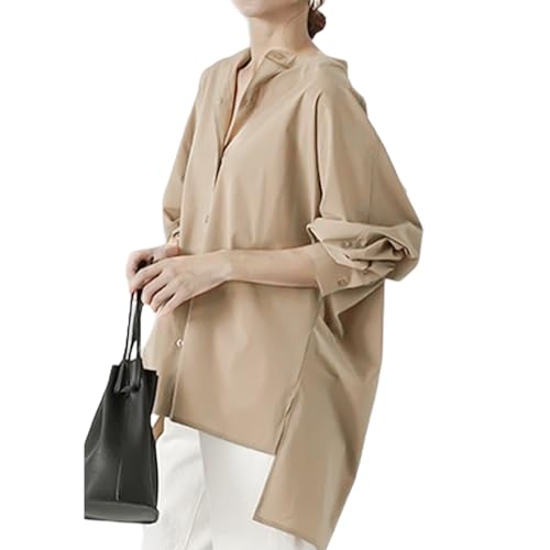 【送料無料】[Tiernyueth] 七分袖 立ち襟 シャツ レディース ブラウス パフスリーブ 無地 トップス カットソー 薄手 普段着 通勤 春夏秋 シフォン OL 体型カバー 着痩せ おしゃれ 生地密度upで透けにくい 洗える