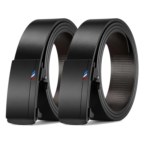 【送料無料】[ZHUYING] ベルト メンズ 本革 穴なし 無段階 オートロック式 プレゼントボックス付きカジュアル ビジネス サイズ調整可能 紳士用ベルト