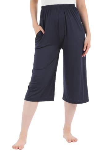【送料無料】[Liapom] カプリパンツ レディース ルームウェア ワイドパンツ 部屋着 リラックス パンツ パジャマパンツ(4)