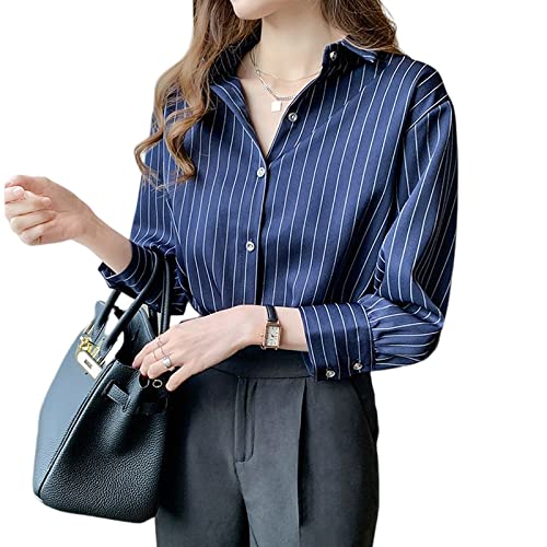 【送料無料】シャツ レディース 長袖 春物 ブラウス ストライプ カッター シャツ ワイシャツ 七分袖トップス 春 オフィス おしゃれ 無地 透けない カットソー カジュアル 通勤 大人 ジネス OLフォーマル 大きいサイズ 通勤 春秋冬