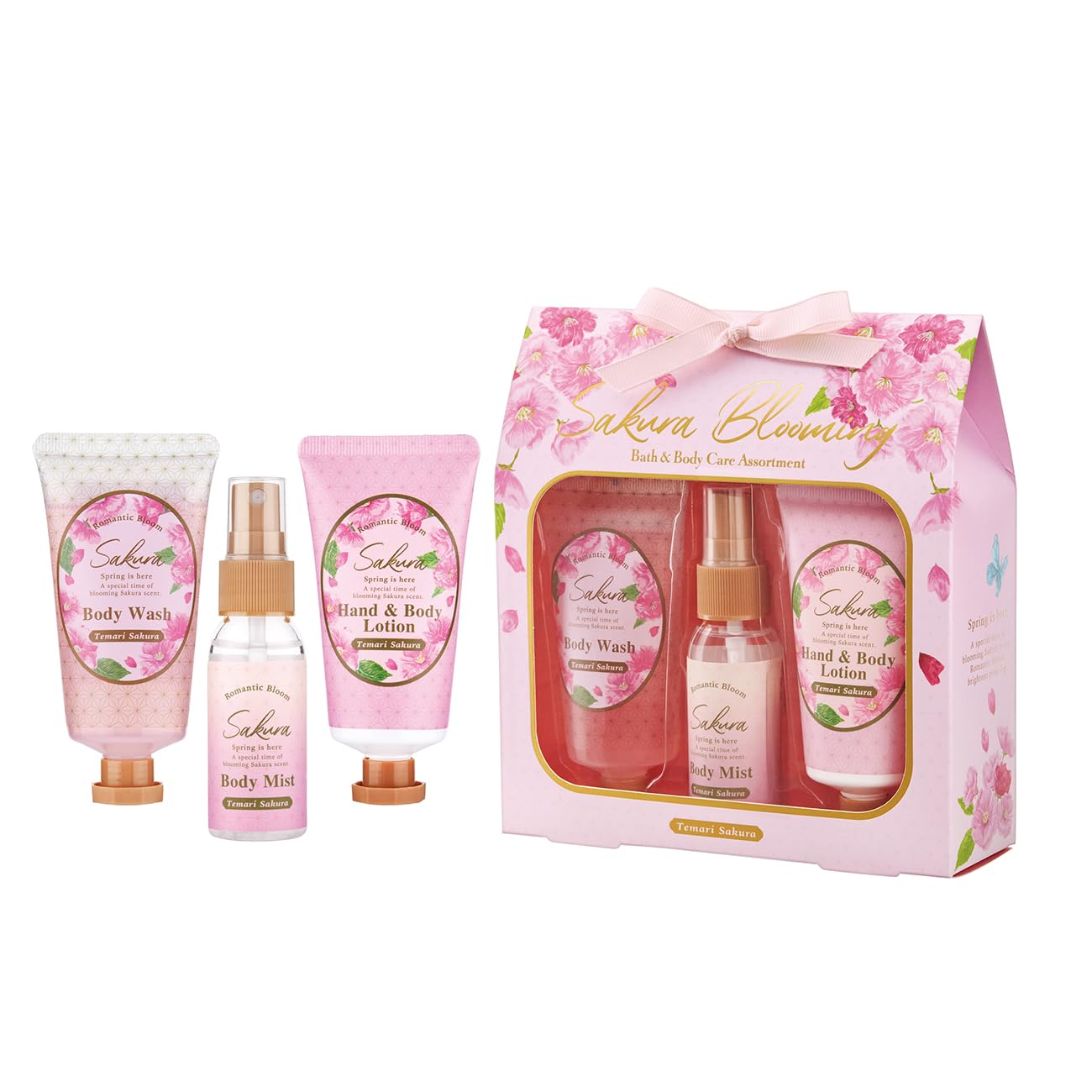 【送料無料】サクラCC バス&ボディーケアセット テマリザクラ (ボディーウォッシュ 60mL ハンド&ボディーローション 60mL ボディーミスト)フルーティ...