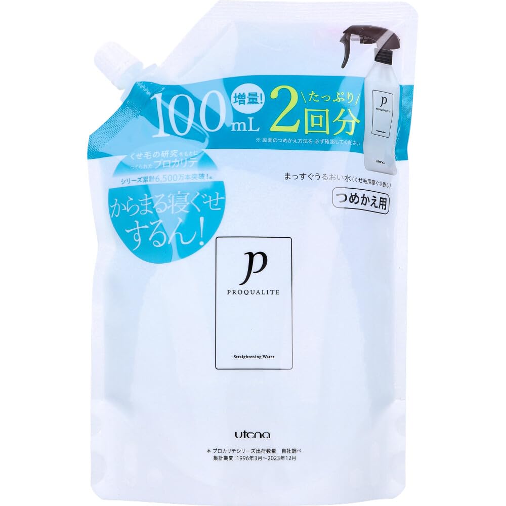 【送料無料】プロカリテ まっすぐうるおい水(ミルクイン) くせ毛用寝ぐせ直し 詰替用 500mL 色：ホワイト