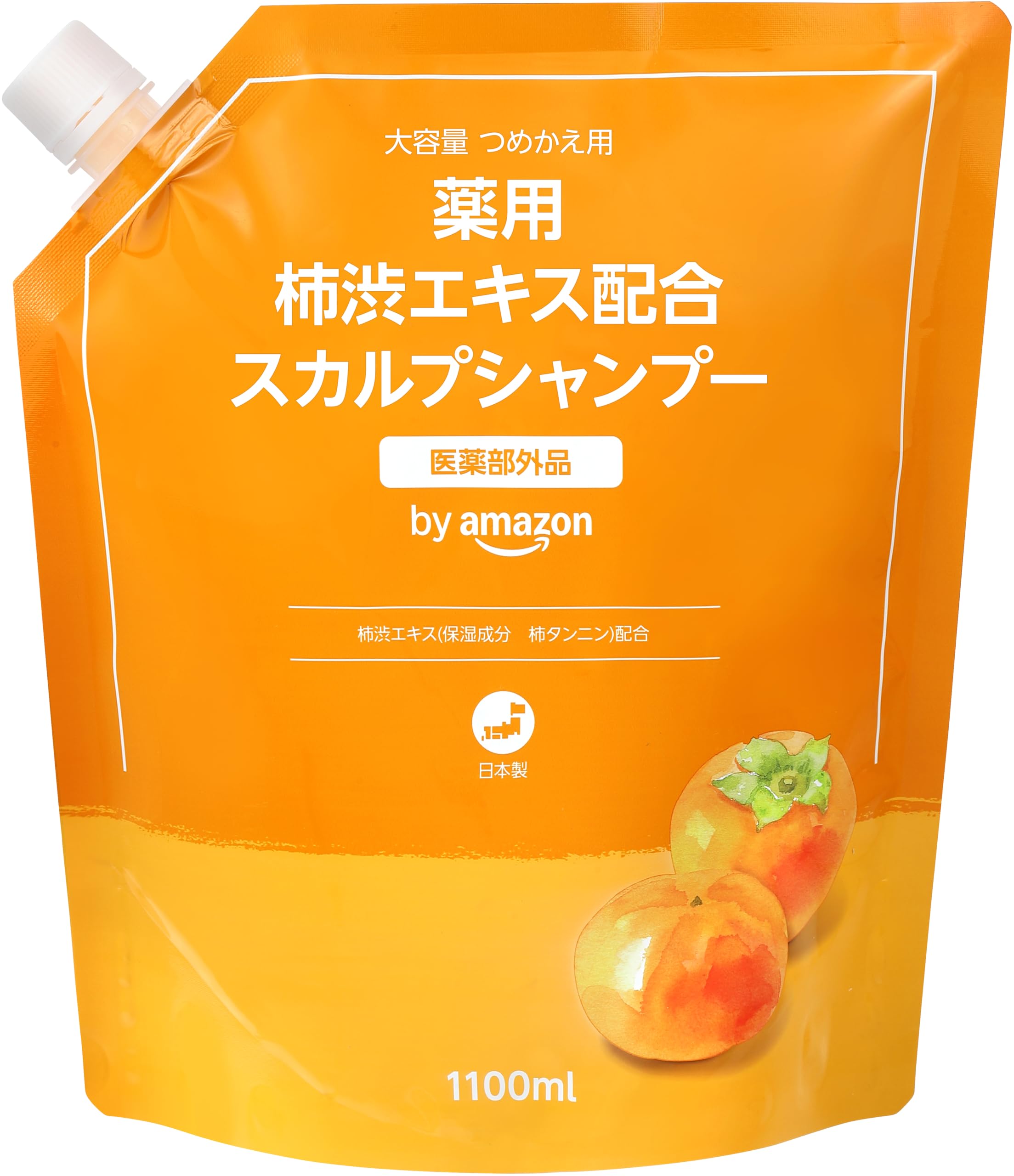 【送料無料】by 薬用 柿渋スカルプシャンプー 大容量 詰替え用 1100ml 色：ホワイト