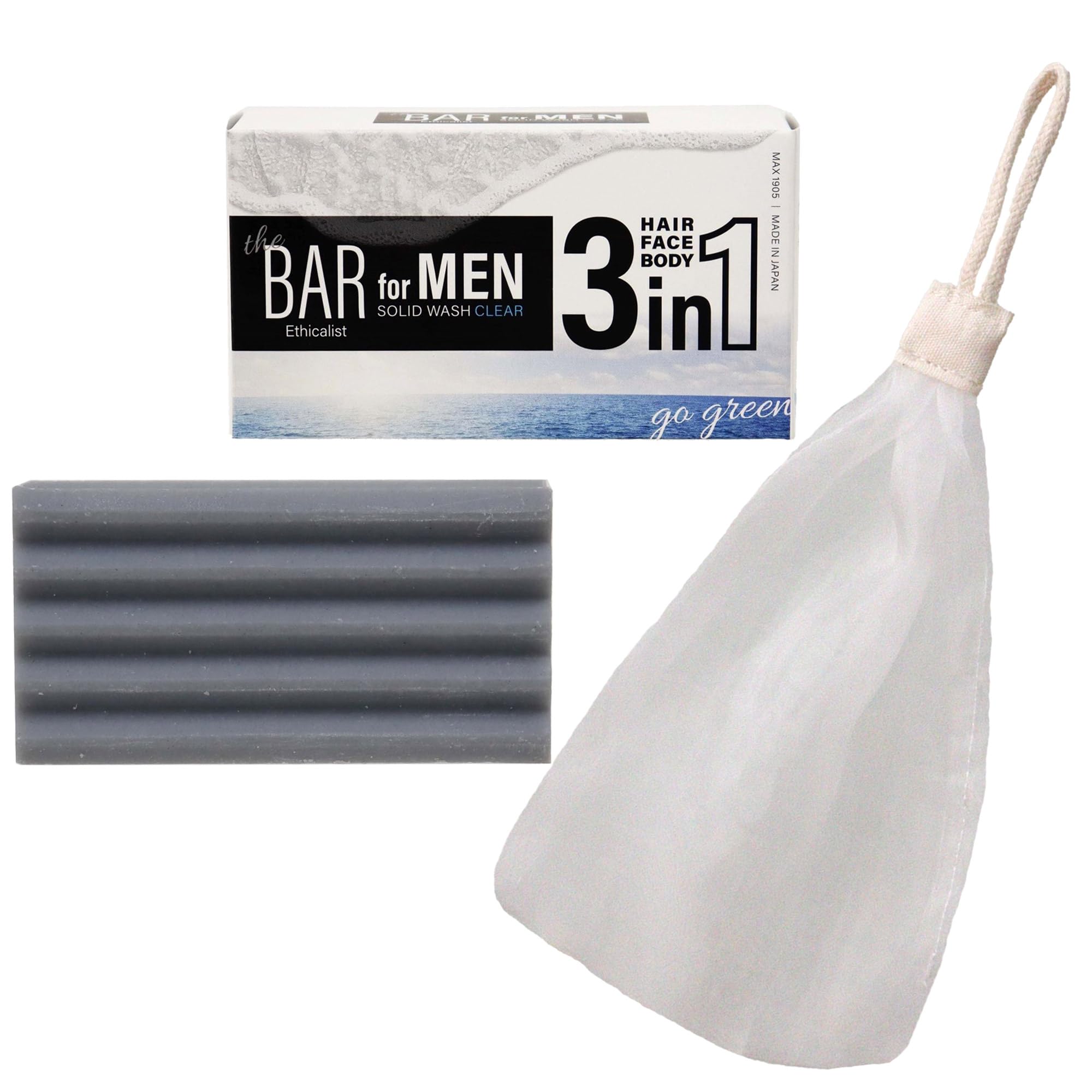 【送料無料】TheBAR MEN 3in1 固形洗浄料 石けん 固形シャンプー 全身用 洗顔 オールインワン さっぱり しっとり 日本製