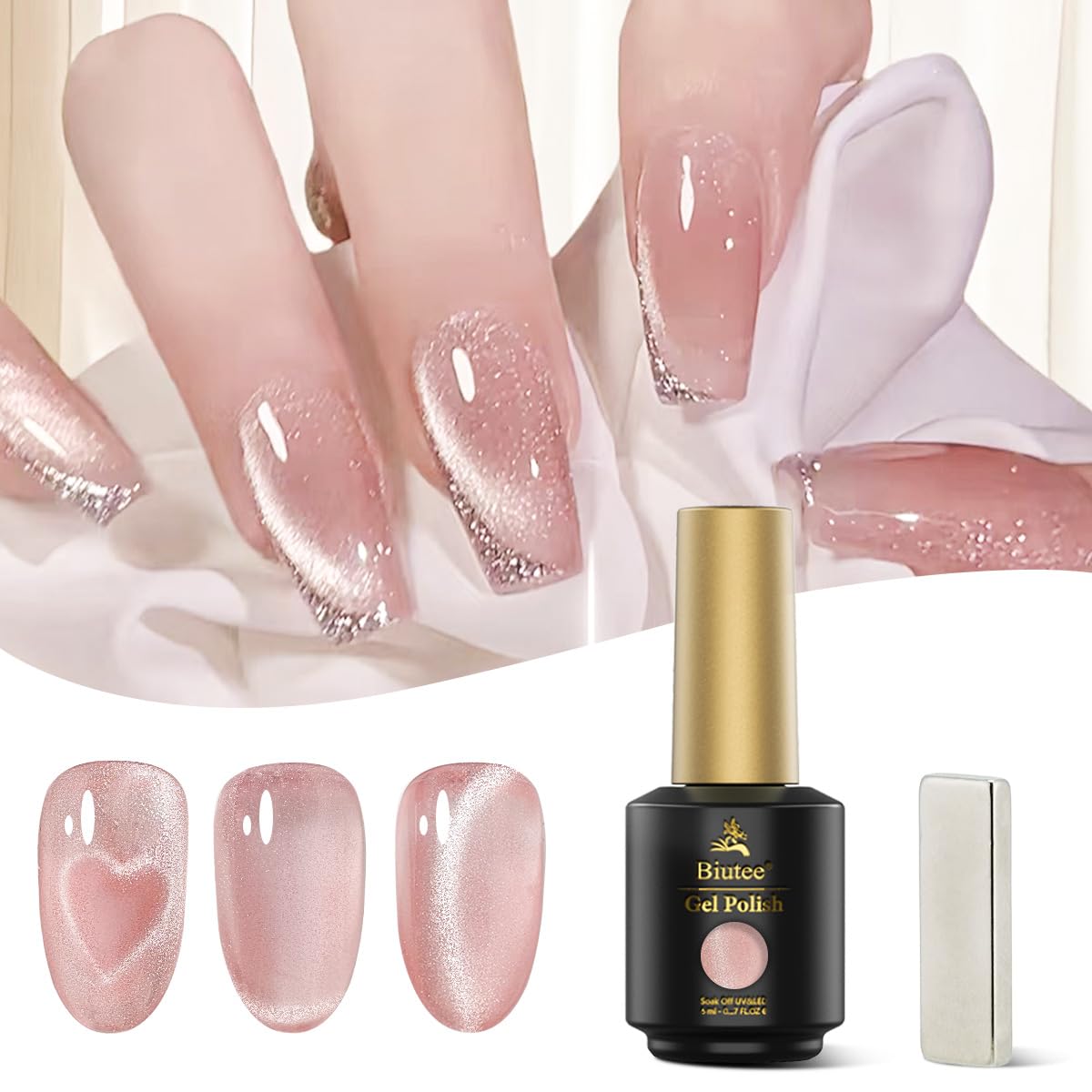 【送料無料】Biutee マグネットネイル ジェルネイル カラー ジェル キャットアイ 猫の目効果 8ML 磁石..