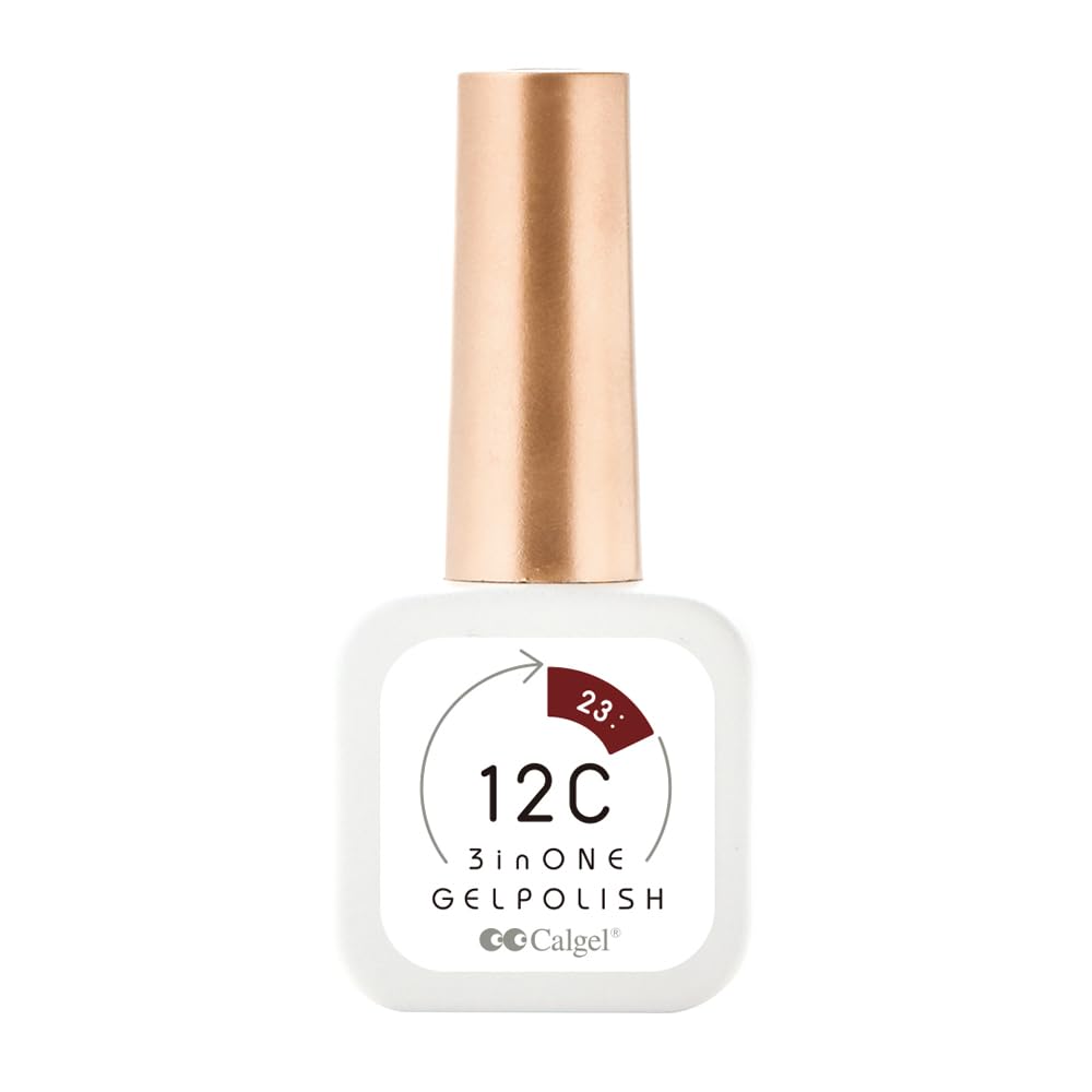 【送料無料】CalGel 12Cノンワイプ 3in1 ジェルポリッシュ23:ボルドー フィアース ドギー8mL 色：レッド