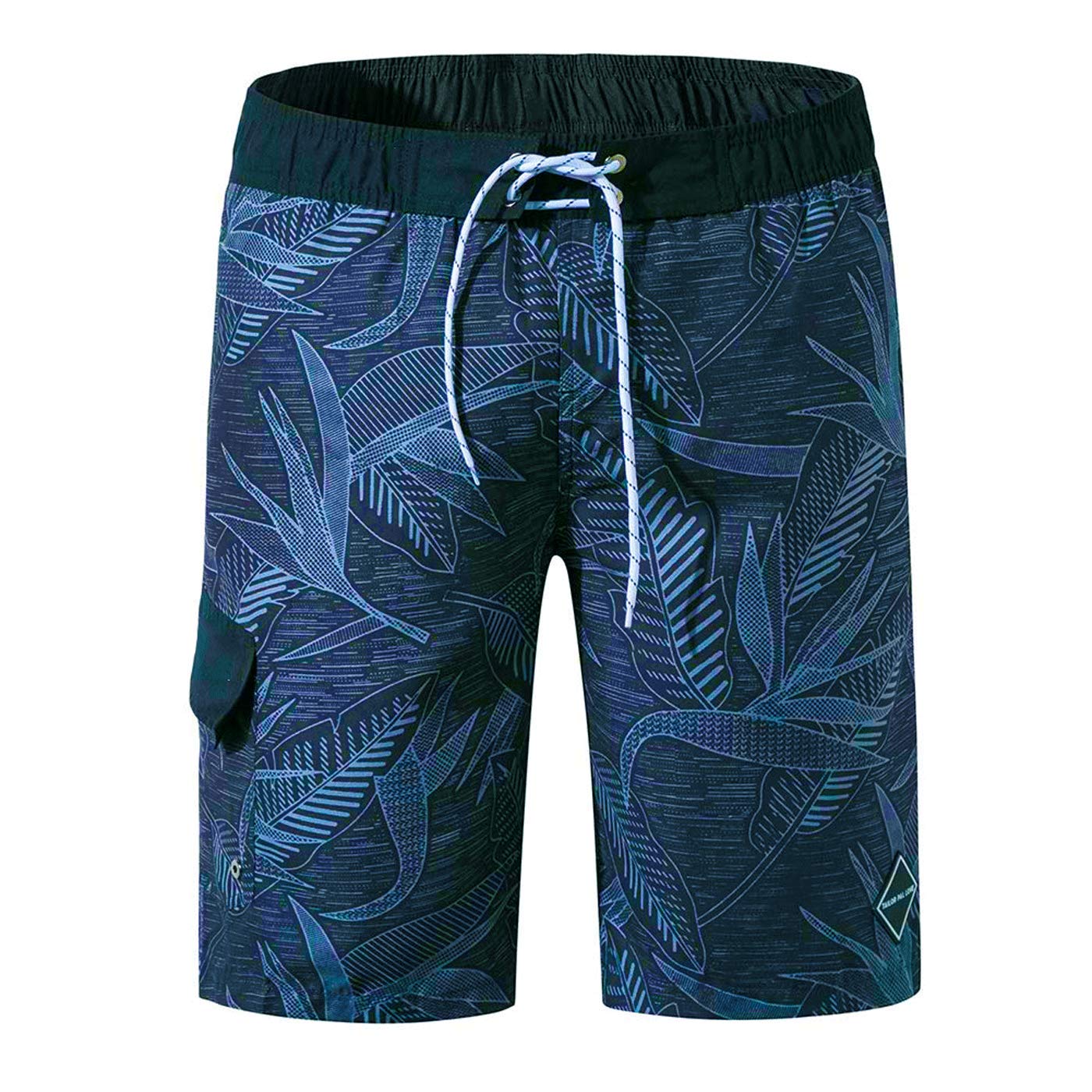 【送料無料】[NARANNBU] ナランブ メンズ 水着 サーフパンツ オシャレ 通気 速乾 メッシュインナー 海パン 水陸両用 大きサイズ M_4L 色：02ネイビー、サイズ：M