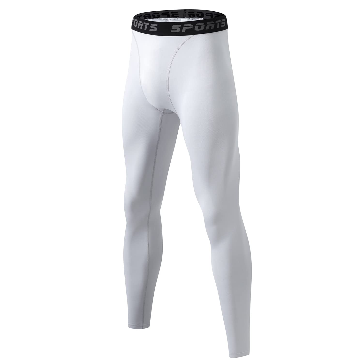 【送料無料】[Nesseo] スポーツタイツ メンズ コンプレッション ロング タイツ パワーストレッチ レギンス アンダー UVカット 吸汗 速乾 色：3333ホワイト、サイズ：3XL