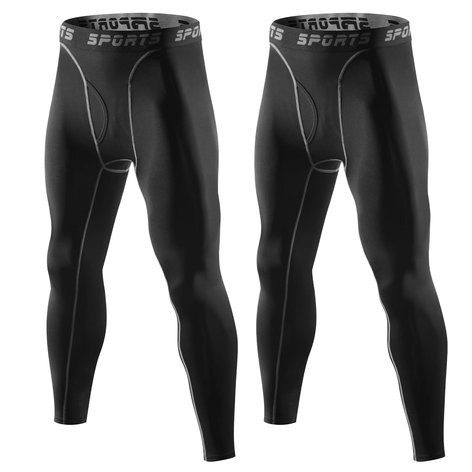 【送料無料】[Sillictor] スポーツタイツ メンズ 前開き パワーストレッチ アンダーウェア コンプレッション タイツ 前開け スパッツ 前開け スパッツ [UVカット + 吸汗速乾] 1、 2、3点セット 色：ブラック-前開き-二枚セット、サイズ：4XL