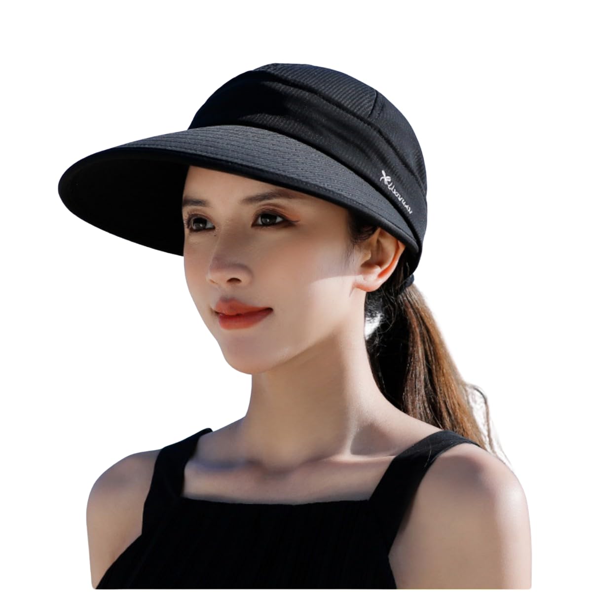 【送料無料】[RUNQIU] レディース 大きなつば サンハット UV保護 2イン1 ジップオフ サンプロテクショ..