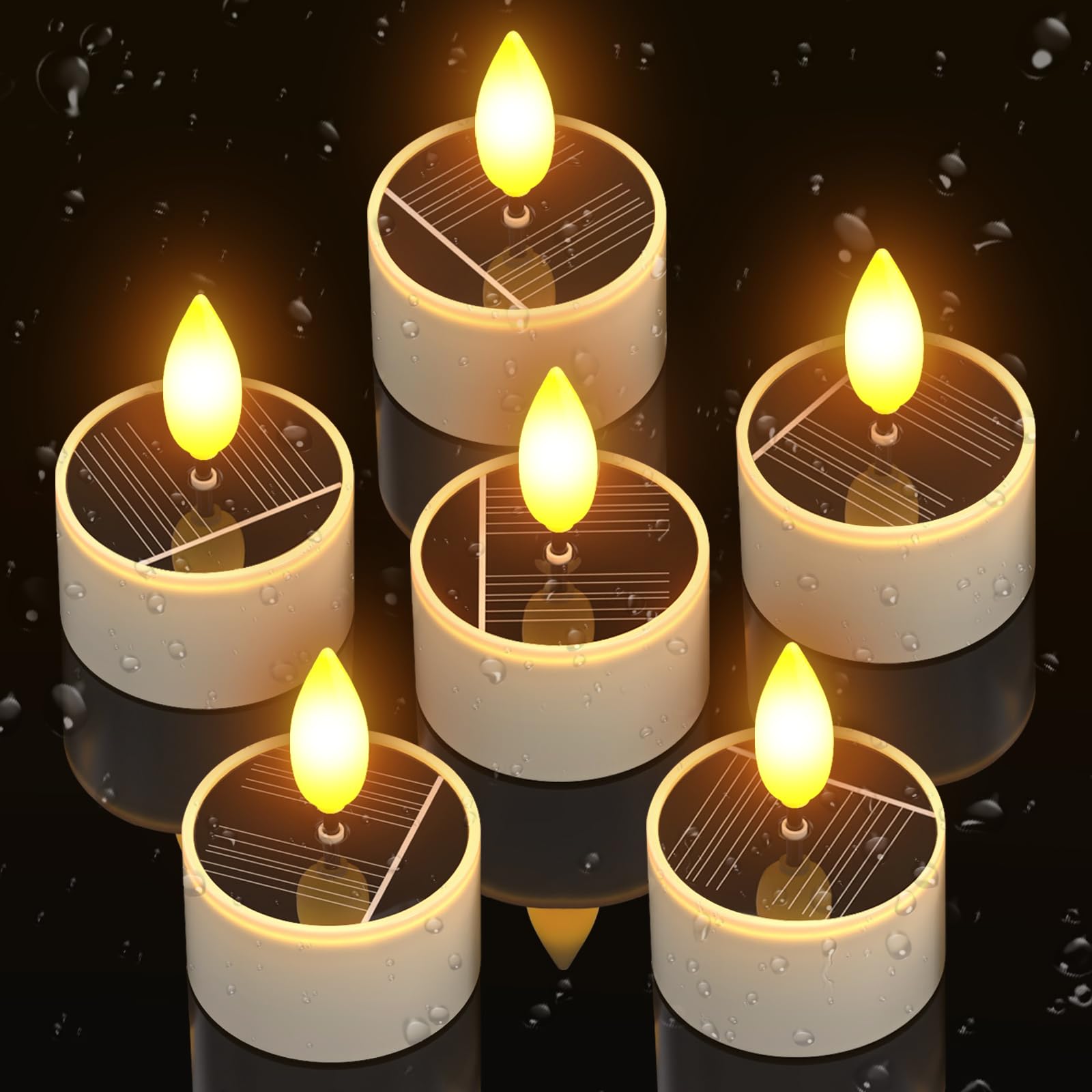 【送料無料】PChero 太陽光充電式 キャンドルライト 省エネ ソーラーキャンドル led ろうそく センサーライト 防水IP54 太陽光パネル 長持ち 太陽光 ランタン 庭 ソーラー 夏祭り 暖色 自動オン/オフ 6個セット 色：ウォームホワイト