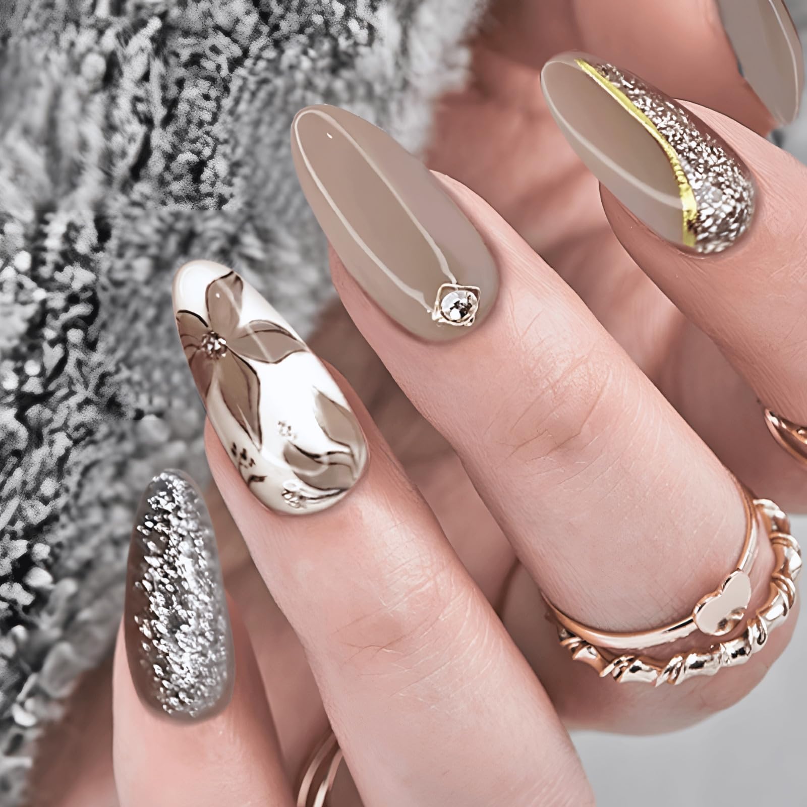 【送料無料】COLORBIRD ネイルチップ ショート ポイント ラウンド 色：茶、サイズ：ショート