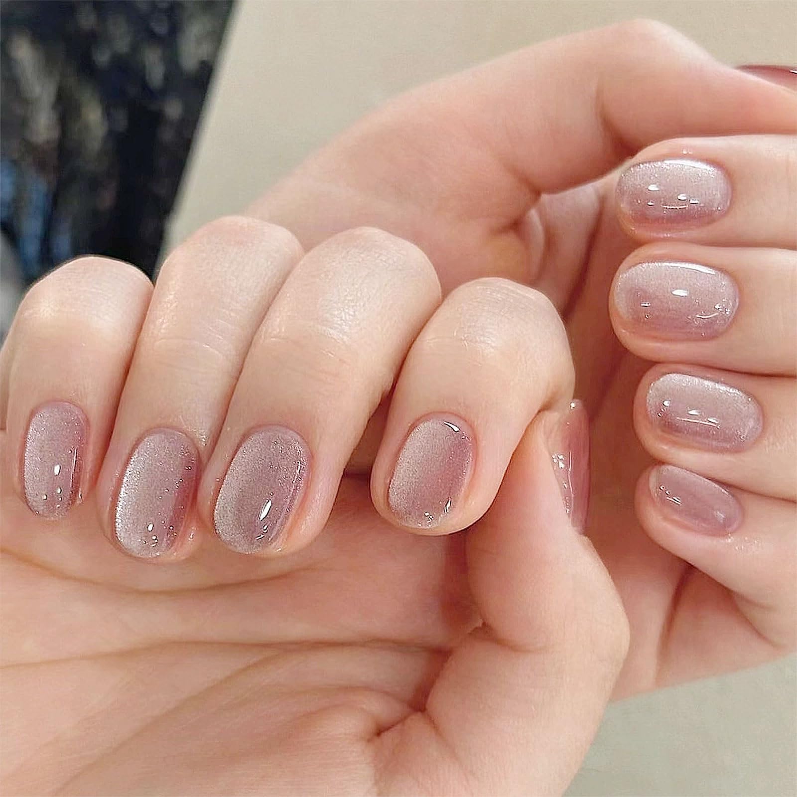 【送料無料】FINGOOO ネイルチップ マグネットタイプ 24枚入り 両面テープ付き 付け爪 つけ爪 ラウンドチップ ジェルネイル キラキラ シンプル 可愛い...