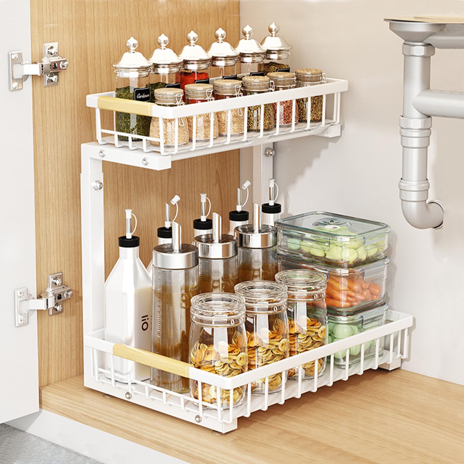 【送料無料】Gevvnss シンク下 収納ラック キッチン下収納 引き出し 5段高さ調節可能 洗面台下 収納 調..