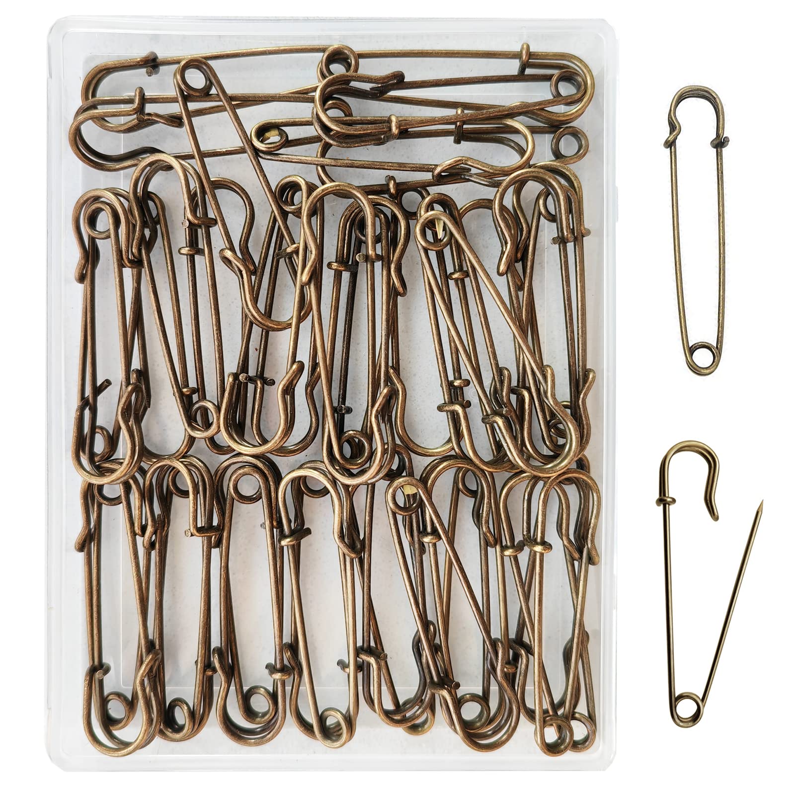 【送料無料】DanYun 安全ピン 45mm 45pcs アンティークブロンズ 特大 ロック安全ピン おしゃれ 安全ピ..