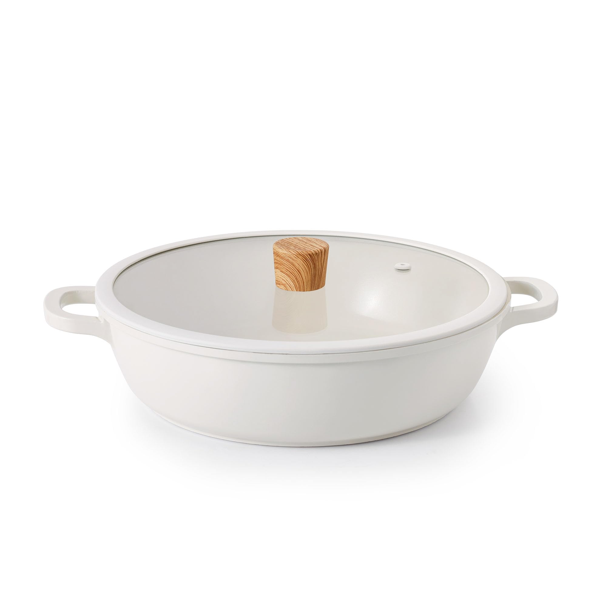 【送料無料】SENSARTE 両手鍋 28cm セラミック IH対応 ガス対応 卓上鍋 すき焼き鍋 一品万能 煮る 焼く 炒める 揚げる 焦げ付きにくい お手入れ簡単 ガラス蓋付 しゃぶしゃぶ カレー おでん