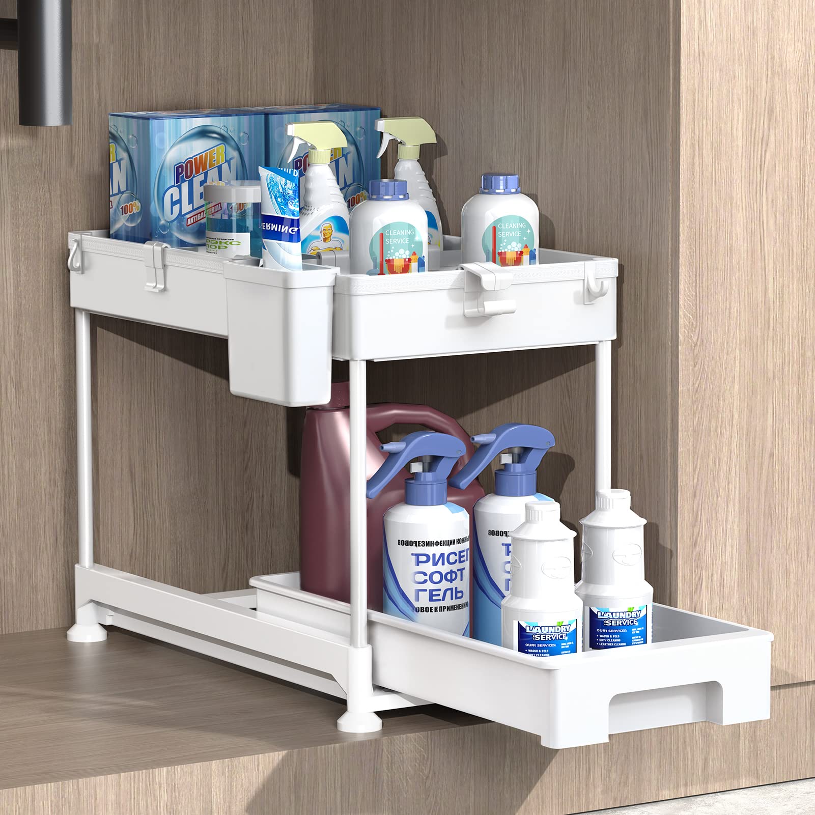 【送料無料】SPACEKEEPER シンク下 スライド式収納ラック 2段 幅22cm 引き出し式 キッチン収納 洗面台..