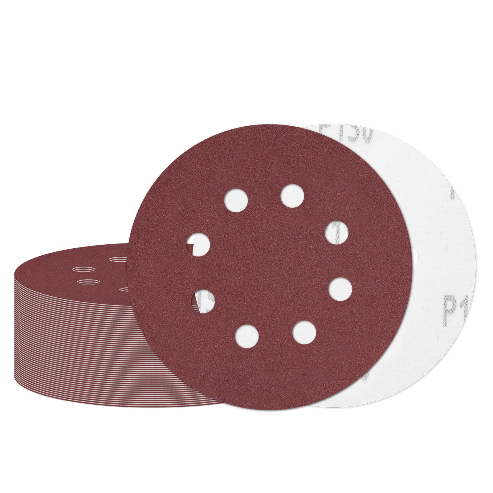 【送料無料】Akiraki サンドペーパー ディスクペーパー 耐水サンドペーパー #150番 125mm 8穴 丸型 マジック式 サンディングディスクパッド 木工DIY作業に 車の研磨 ヘッドライトの研磨 金属磨き用（50枚入）