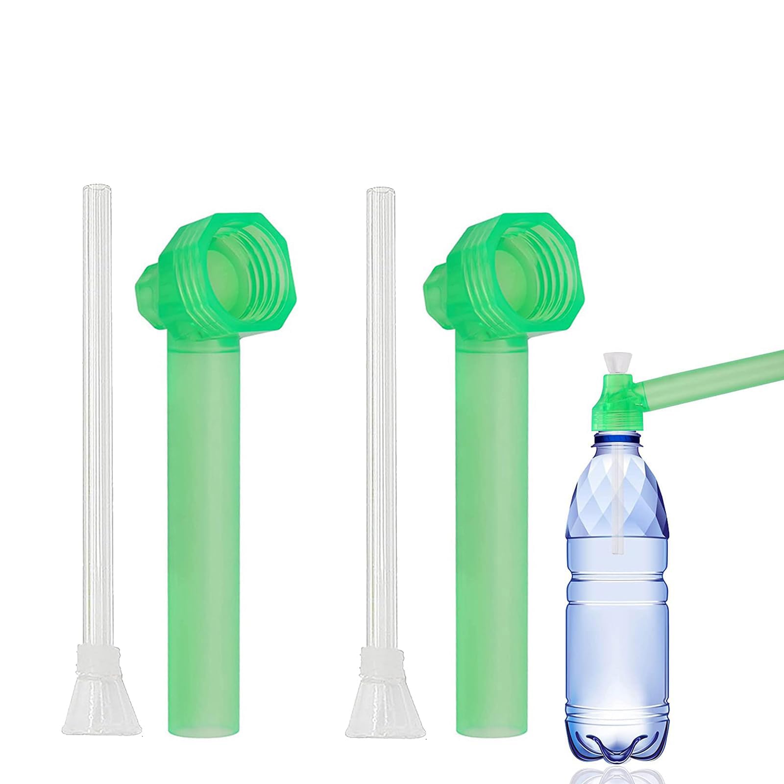 【送料無料】QuickYen 水パイプ 2本セット ペットボトルガラスパイプ にできる ガラスパイプとマウスピース 喫煙具 水タバコ 煙道 煙 パイプ ボング ...