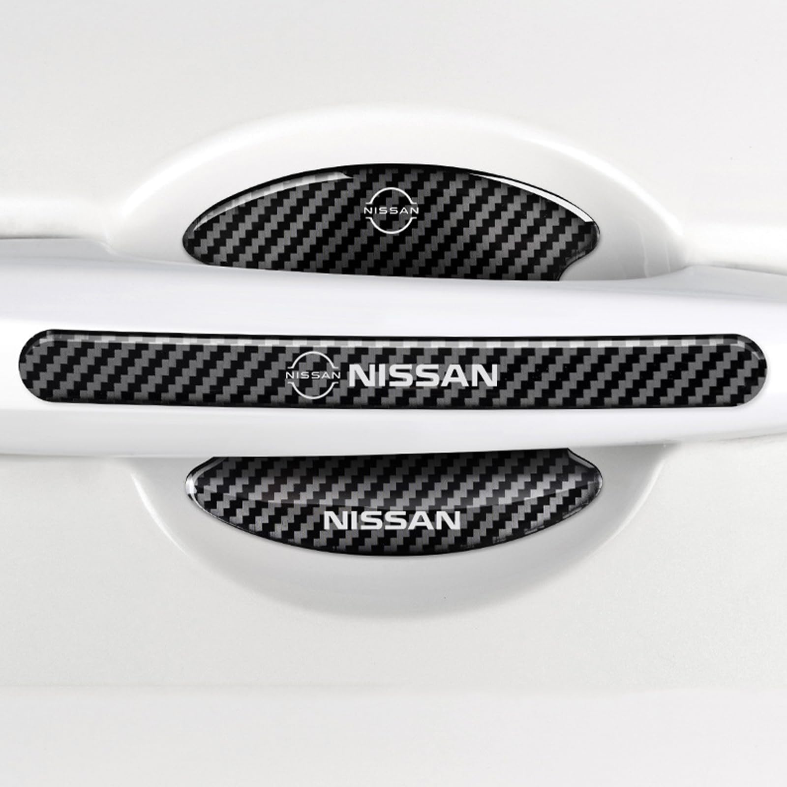 【送料無料】BLOOPIC ニッサンに適用 ドアハンドルプロテクター (8個セット) カーボンファイバー ドア..