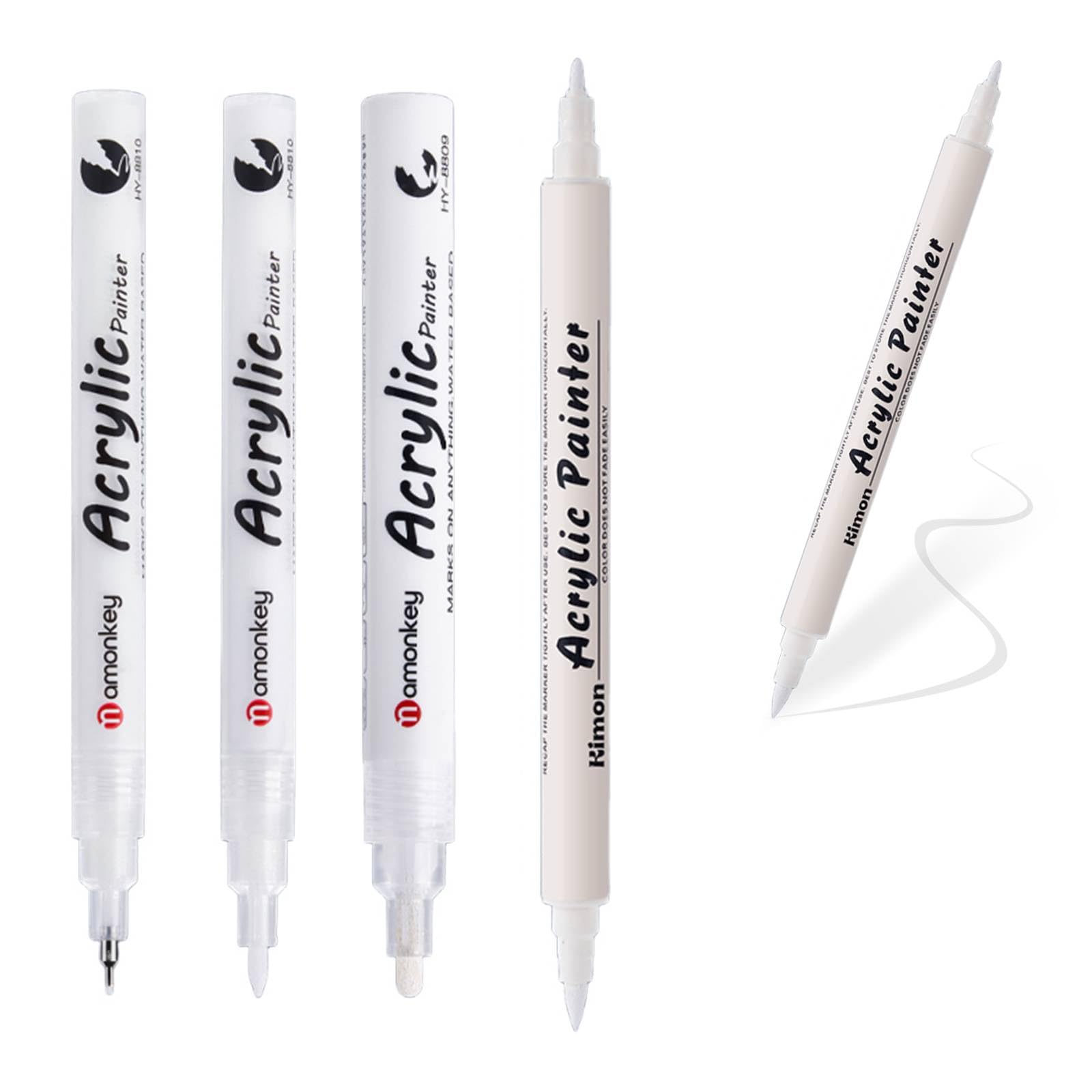 【送料無料】aninako 白ペン ホワイトマーカー 極細 0.5/0.7/2.0/BRmm 4本 油性筆 布用筆 白 名前ペン 耐水 水性 ハイライト イラス...