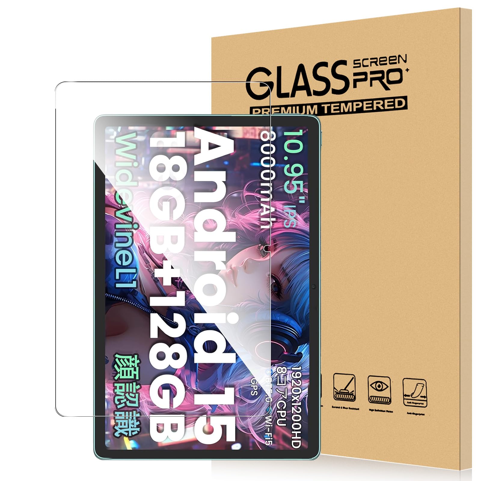 【送料無料】For Azeyou T11 フィルム 10.95インチ タブレット 強化ガラス 高感度タッチ 高透過率 硬度9H 指紋防止 Greerass 気泡防止 撥水撥油 耐衝撃 貼り付け簡単 液晶保護 超薄飛散防止 タブレット 保護フィルム