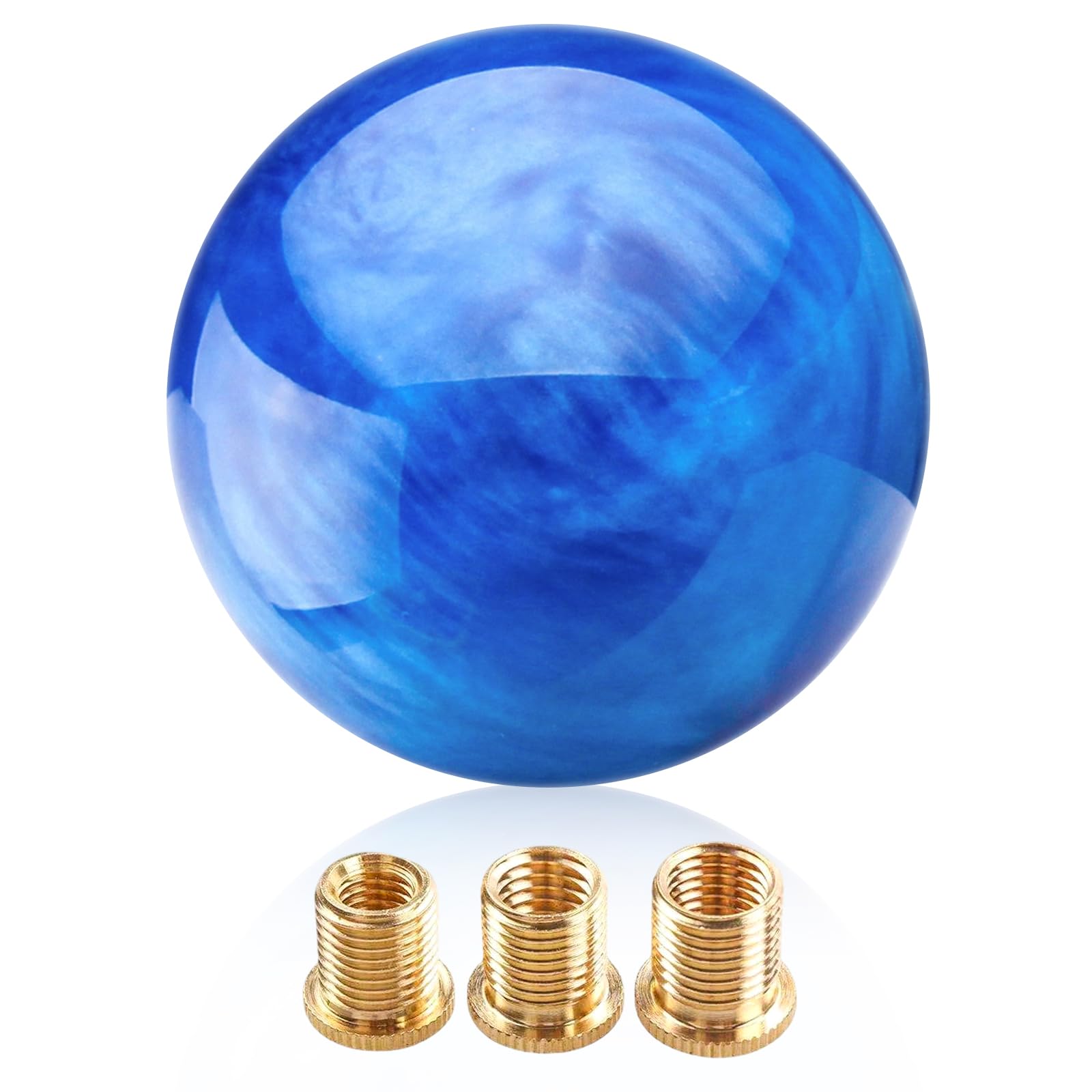 【送料無料】YESHMA 汎用 シフトノブ ボール ギアノブ MT車 AT車 シフトレバー ボール型 丸 本体 M12x1.25 アダプター M10x1.5 M10x1.25 M8x1.25 ギアノブ 抽象的な大理石調 青色(2)