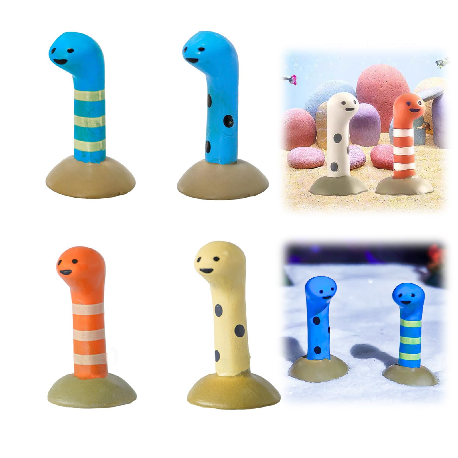 【送料無料】Liroyal アクアリウム オブジェ【4個セット】 チンアナゴ 水槽 オーナメント 水槽オブジェ 水槽 飾り 可愛い 魚 フィギュア 装飾 オーナメント 情景小物 インテリアホーム