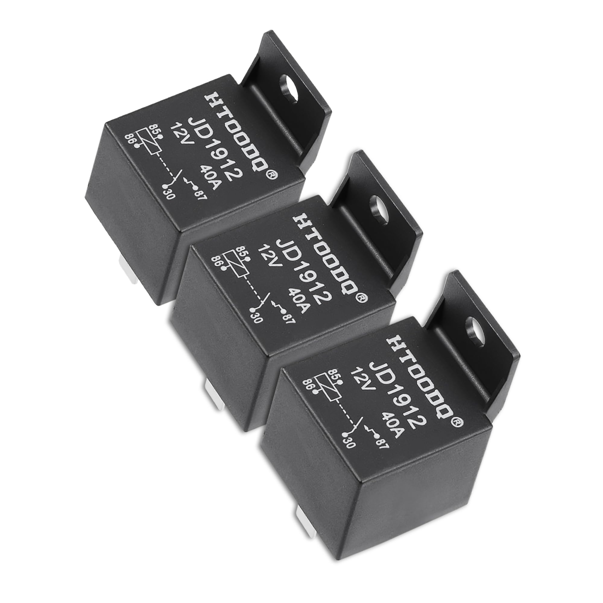 【送料無料】ACROPIX 自動車用モーターヒューズ リレースイッチ電源 ユニバーサル JD1912 4ピン DC 12V 40A ブラック 3個