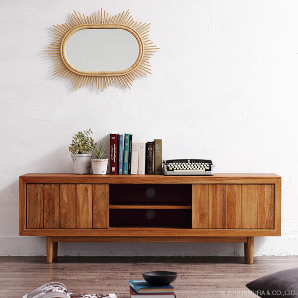 テレビ台 TV台 ローボード テレビボード TVボード 収納 ハイタイプ AVラック チーク無垢木製 天然木 15..