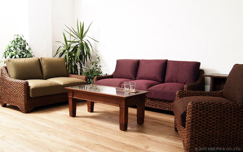 アジアン家具 ソファー 2人掛け 2人用 幅126cm ウォーターヒヤシンス おしゃれ アジアン アンティーク ナチュラル リゾート インテリア テイスト 家具 リビング 開梱設置無料 [2]