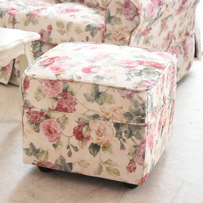 子 スツール かわいい おしゃれ ローズ柄 収納スツール スクエア ローズ 座れる 耐荷重80kg 折りたたみ コンパクト 薔薇柄 猫柄 椅子 チェア オットマン 足置き