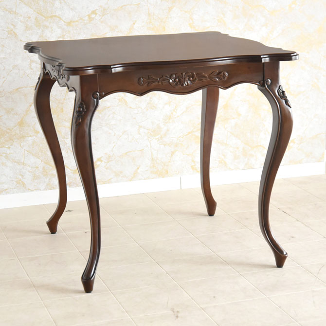 テーブル 2人 アンティーク 調 ホワイト おしゃれ 輸入家具 テーブル ロココ 調 白 四角 フィレンツェ リッカルディ SQ80 ヨーロピアン 輸入テーブル 木製 フレンチカントリー かわいい 猫脚テーブル 猫足 白家具 姫系