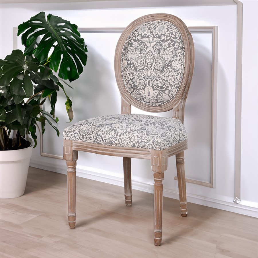 クラシックスタイル サイドチェア いちご泥棒グレー Strawberry Thief Grey パーソナルチェア ダイニングチェア コンパクト 一人掛け 椅子 木製 天然木