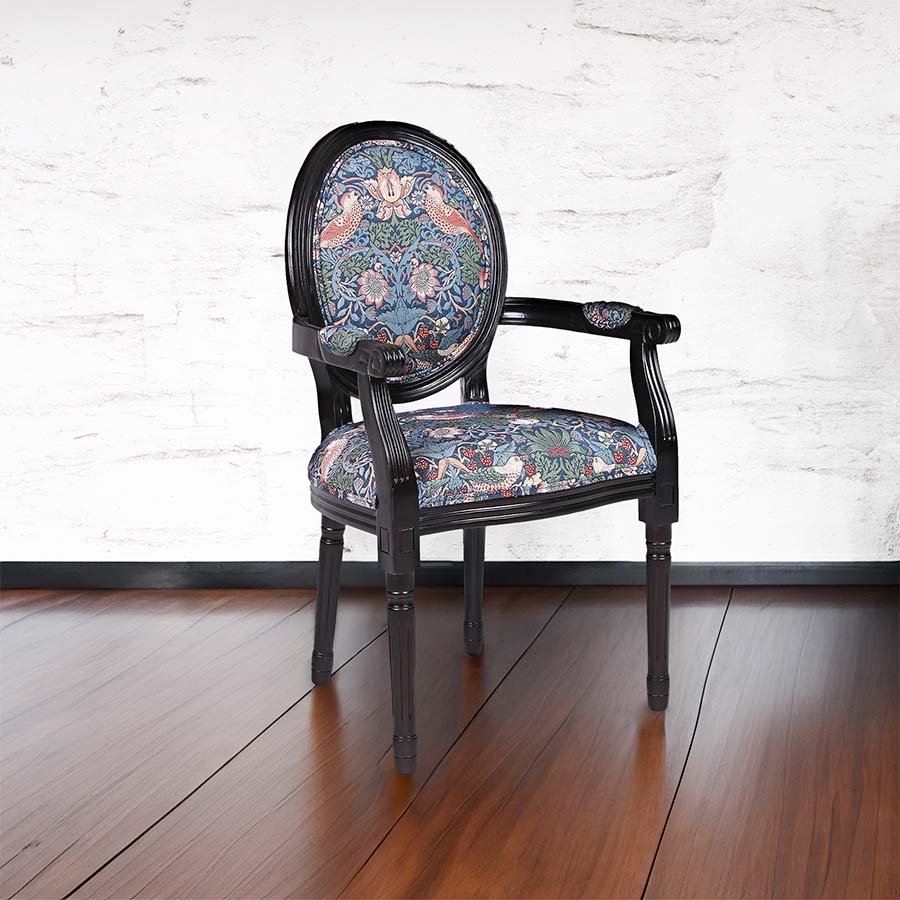 クラシックスタイル アームチェア いちご泥棒 Strawberry Thief パーソナルチェア ダイニングチェア コンパクト 一人掛け 椅子 木製 天然木