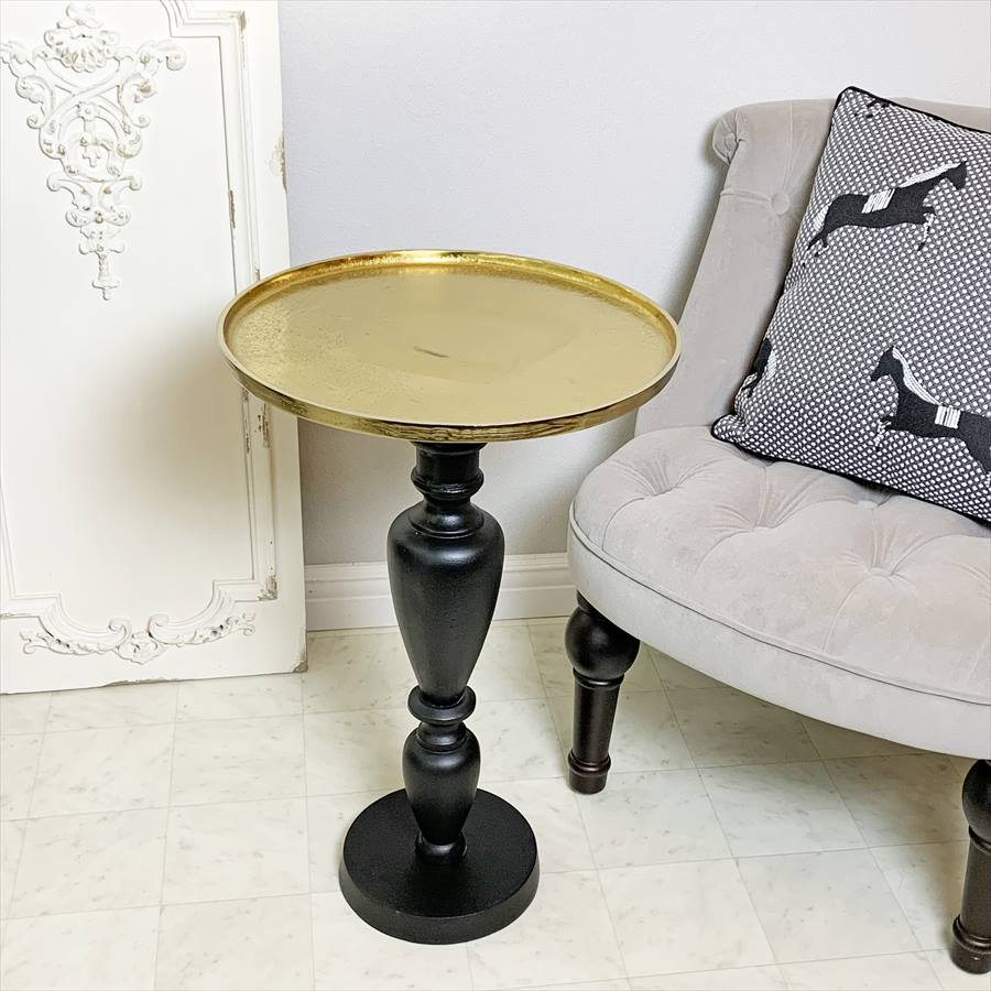 ブラック＆ブラス コーヒーテーブル 幅40cm サイドテーブル ラウンドテーブル おしゃれ 海外インテリア