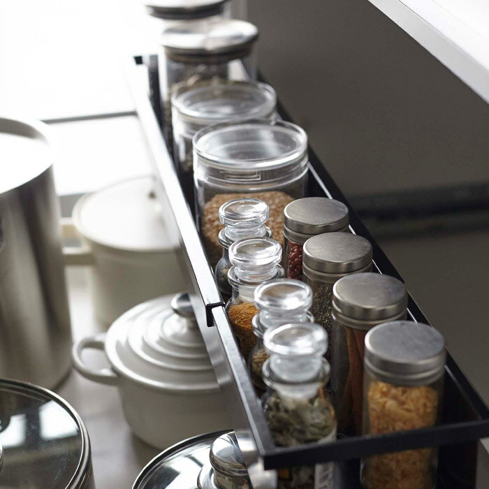 【シンク下伸縮キッチンラック タワー スリム】55 - 90cm ホワイト ブラック 山崎実業 tower 4490 4491 伸縮 スチール シンク下 収納 調味料 キッチンラック yamazaki