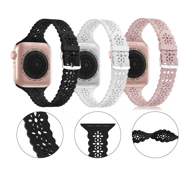 送料無料 アップルウォッチ バンド シリコン スポーツ ラバーバンド apple watch ベルト アップルウォッチバンド レース おしゃれ かわいい レディ...