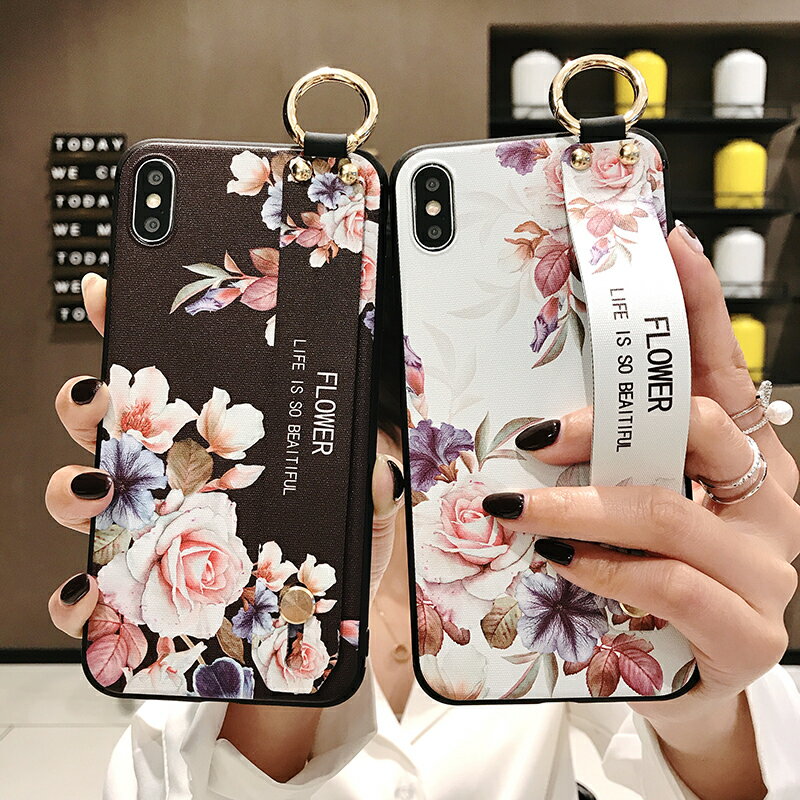 iphone ケース フラワー 花柄 リストストラップ おもしろ リングベルト ケース スタンド機能 6 6s 7 8 SE(2020) Plus X XS MAX XR 11 12 pro max 耐衝撃 スマホケース 韓国 アイフォン カバー 軽量 おしゃれ かわいい ペア 誕生日 記念日 select ギフト プレゼント などに