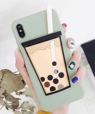 タピオカミルクティー iPhone ケース カバー 3D インスタ映え カップ ストロー ソフト TPU おもしろ 耐衝撃 おしゃれ かわいい 7 8 X XR XS XSMax 韓国 誕生日 記念日 select ギフト プレゼント などに