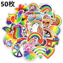 【ポイント10倍! 5/9 20:00〜5/16 1:59 要エントリー】送料無料 レインボー ステッカー ヴィンテージシール 50枚セット スーツケース トラ...
