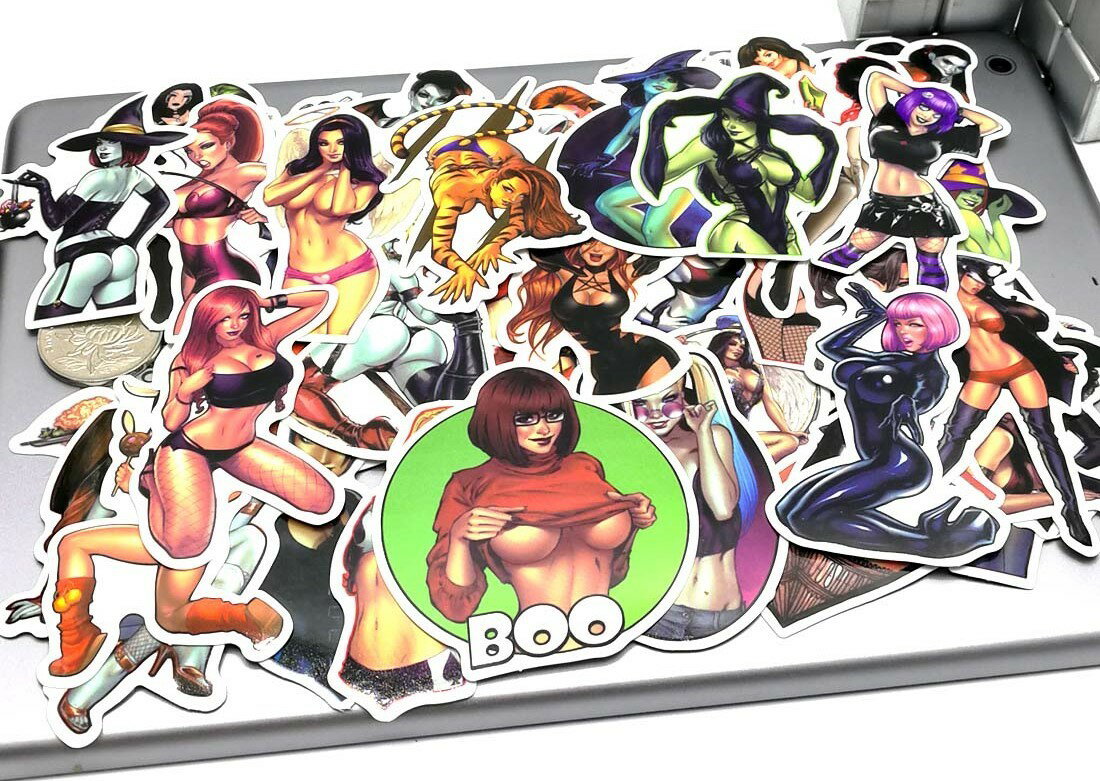 送料無料 セクシー ステッカー ヴィンテージシール 50枚セット スーツケース トランク キャリーケース バイク 自転車 車 猫 パソコン スマホ ヘルメット ...