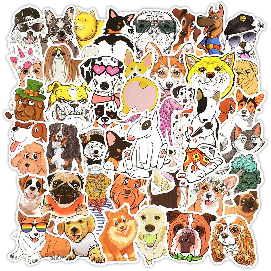 送料無料 犬 ドッグ ステッカー ヴィンテージシール 50枚セット スーツケース トランク キャリーケース バイク 自転車 車 猫 パソコン スマホ ヘルメット...