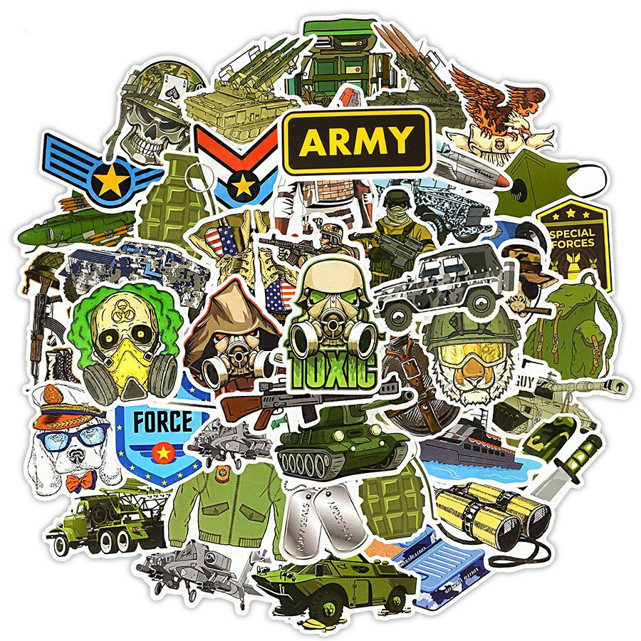 送料無料 アーミー ステッカー ヴィンテージシール 50枚セット スーツケース トランク キャリーケース バイク 自転車 車 猫 パソコン スマホ ヘルメット ...