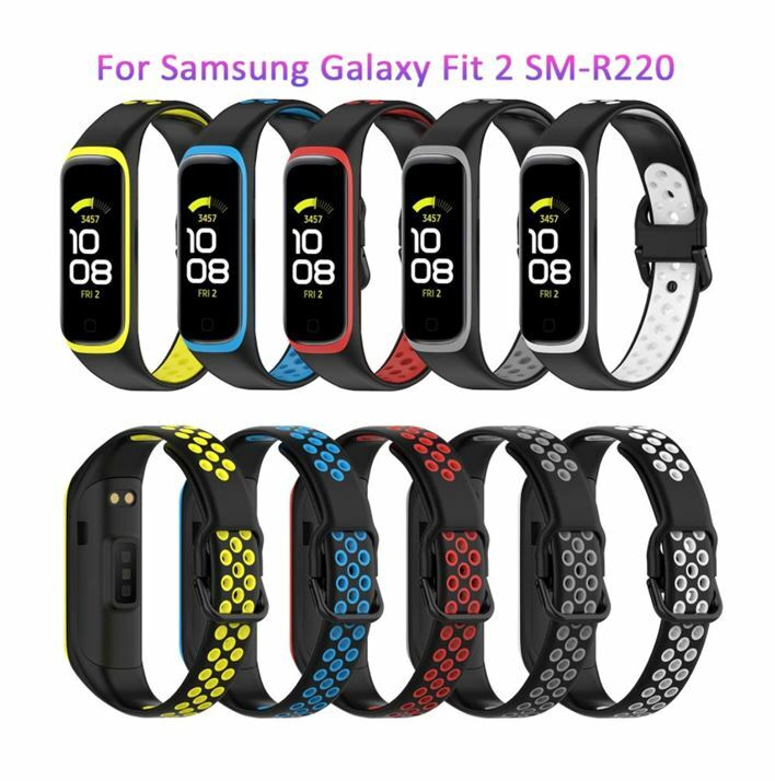 Samsung Galaxy Fit2 SM-R220 2色 交換用ベルト リストストラップ 時計バンド スマートウォッチ シリコン 通気性 R220ストラップ サムスン ギャラクシー フィット2 R220ベルト 耐衝撃 スポーツ…